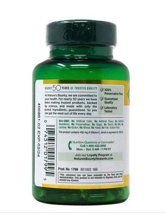 Nature'S Bounty Vitamin E 1000 IU Softgels Pure Dl-Alpha 60 Soft Gels (Pack of 6)