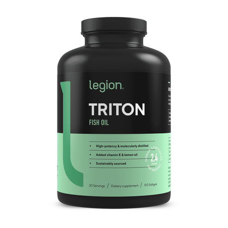 Legion Triton Triple Strength Omega 3 Fish Oil Softgels, 120 Count, 30 Servings