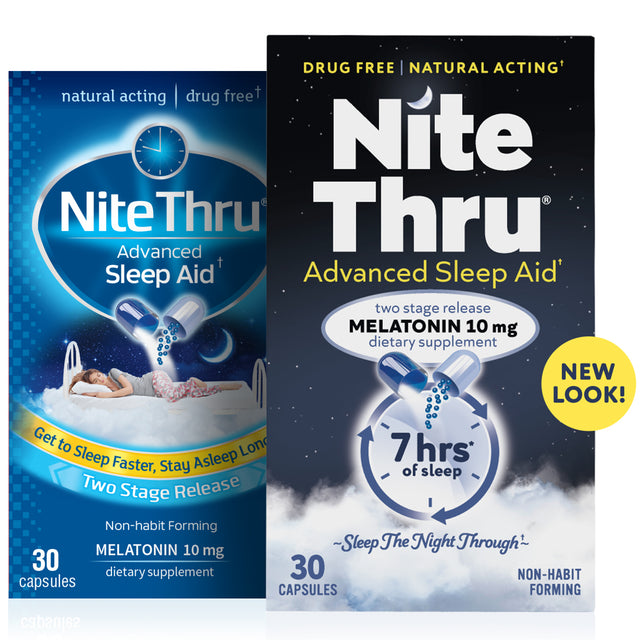 Nitethru Advanced Sleep Aid, Melatonin Dietary Supplement, 30 Capsules