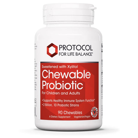 Protocol for Life Balance - Chewable Probiotic (For Adults and Children) - Supports Healthy Immune/Digestive System Function, Weight Loss, and Upset Stomach - Sweetened with Xylitol - 90 Chewables