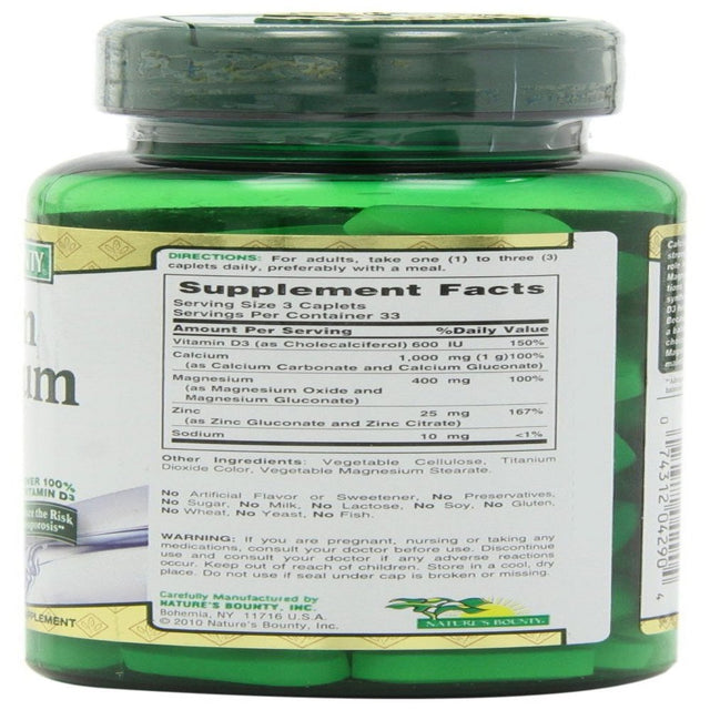 Nature'S Bounty Calcium-Magnesiuim-Zinc, 100 Caplets