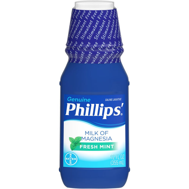 Phillips Milk of Magnesia Liquid Magnesium Laxative, Fresh Mint, 12 Oz