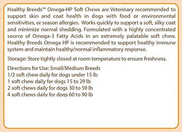 Healthy Breeds Pomeranian Omega HP Fatty Acid Skin and Coat Support Soft Chews