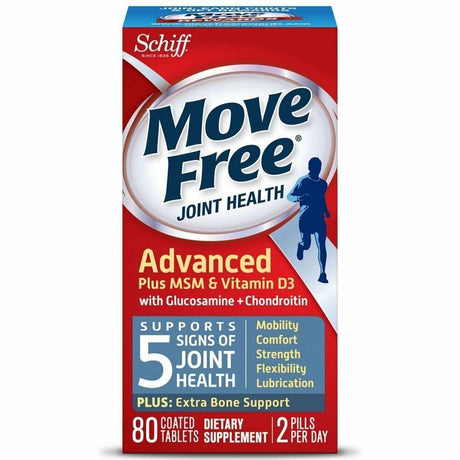 5 Pack Move Free Joint Health Advanced plus MSM & Vitamin D3 80 Tablets Each