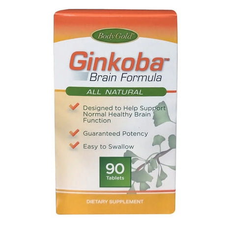 Ginkoba Brain Formula All Natural Dietary Supplement Tablets - 90 Tablets, 2 Pack