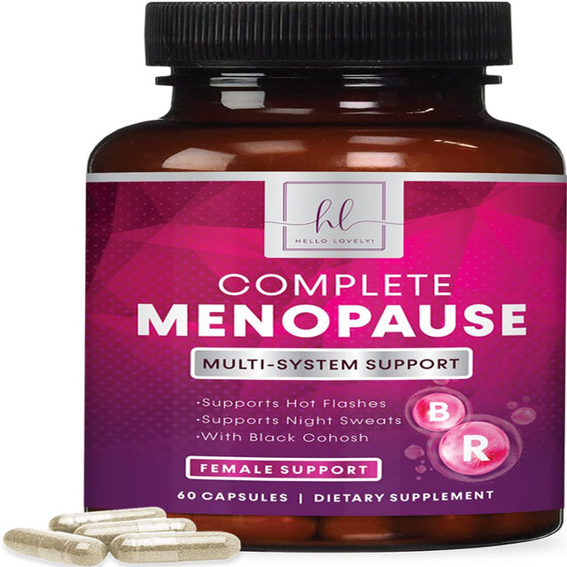 Hello Lovely! Menopause Relief for Women - Complete Menopause Supplements for Hormone Support, Energy, Hot Flashes & Night Sweats W/Black Cohosh, Non-Gmo Menopause Support Vitamins - 60 Capsules