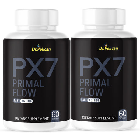 PX7 Primal Flow Advanced Prostate Support- Circulation- 2 Bottles- 120 Capsules- Dr. Pelican