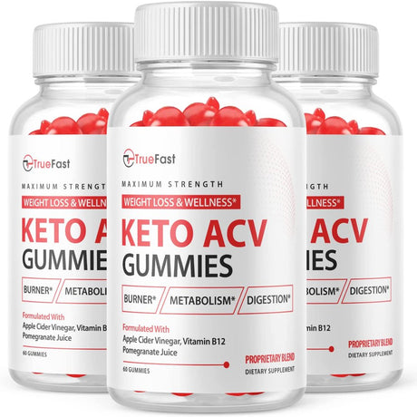 (3 Pack) True Fast Keto ACV Gummies - Supplement for Weight Loss - Energy & Focus Boosting Dietary Supplements for Weight Management & Metabolism - Fat Burn - 180 Gummies