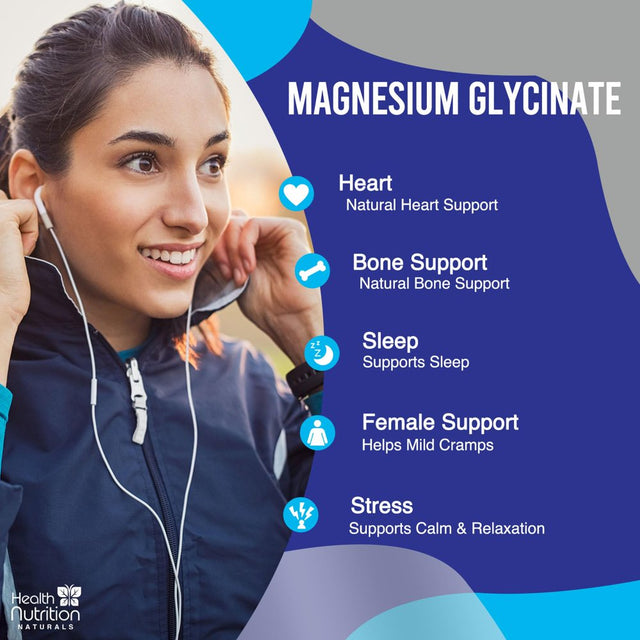 Magnesium Glycinate 425 Mg with Calcium - Natural, High Absorption Magnesium Tablets Chelated for Muscle, Nerve, Bone & Heart Health Support - Non-Gmo, Gluten Free, Vegan Supplement - 120 Tablets