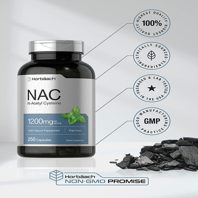 NAC N-Acetyl Cysteine 1200Mg | 250 Caplets | by Horbaach