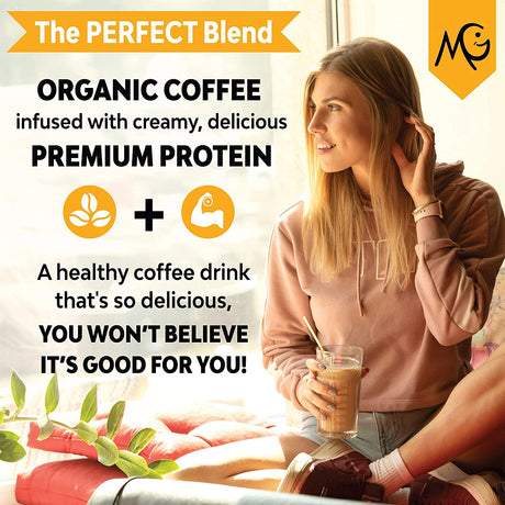 Marigold High Protein Coffee - Iced Café Mocha, 20G Grass Fed Whey Protein Isolate, Energy & Workout Boost, 2 Shots Organic Espresso, Non-Gmo, 2 Net Carb, 1 Lb Bag, 15 Servings