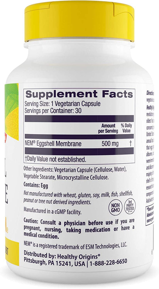 Healthy Origins Eggshell Membrane 500 Mg (NEM, Non-Gmo, Gluten Free, Joint Support), 30 Veggie Caps