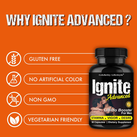 Ignite Testosterone Booster Vitamins for Men, Vitality Booster 90 Caps