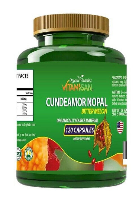 Oraganic Vitamisan Cundemor Nopal Bitter Melon Balance Support 1600 Mg -120 Capsules