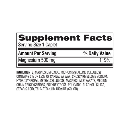 Equate Magnesium Laxative Caplets Dietary Supplement, 500 Mg, 55 Count