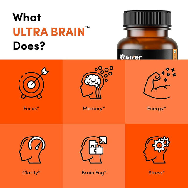 Nutrition Ultra Brain Nootropic Brain Supplement - Alpha GPC, Bacopa Monnieri, L-Theanine, Phosphatidylserine - 42 Veg Capsules