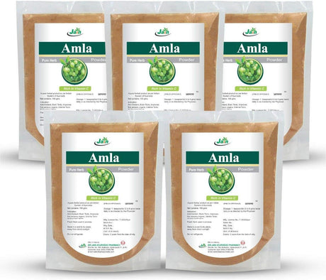 Jain'S Amla Powder 100 Gram (Pack of 5) - Indian Ayurveda'S Pure Natural Herbal Supplement Powder