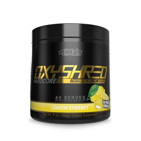 EHP Labs Oxyshred Hardcore Thermogenic Pre Workout Powder for Shredding - Preworkout Powder with L Glutamine & Acetyl L Carnitine, Energy Boost Drink - 150Mg of Caffeine - Lemon Sherbet, 40 Servings