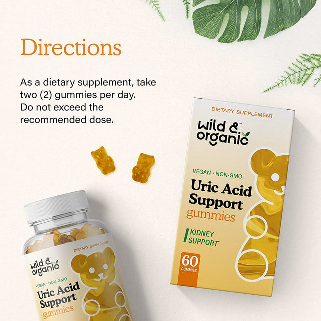 Wild & Organic Uric Acid Support Gummies - Kidney Support and Joint Health W/ Tart Cherry, 60 Ct