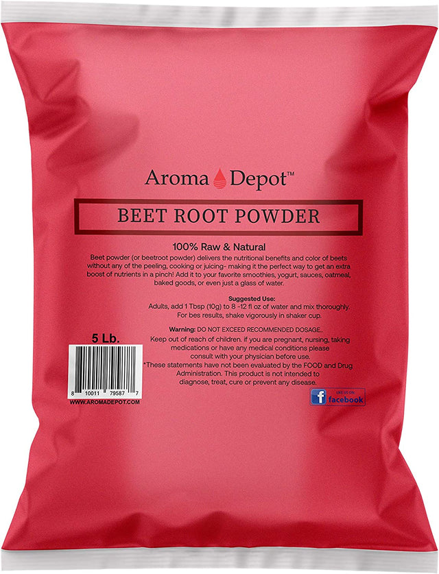 Beet Root Powder 5 Lb. by Aroma Depot Raw & Non-Gmo I Vegan & Gluten Free I Nitric Oxide Booster I Boost Stamina and Increases Energy I Immune System Booster I 100% Natural