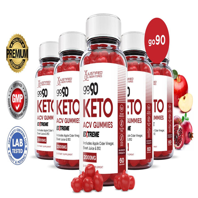 (5 Pack) Go 90 Keto Extreme ACV Gummies 2000Mg Dietary Supplement 300 Gummys