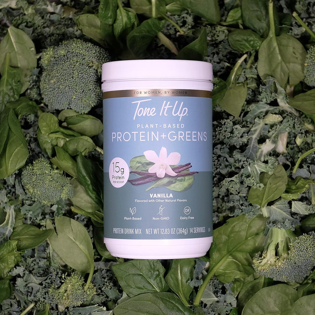 Tone It up Plant Based Protein Powder + Greens I Dairy Free, Kosher, Non-Gmo Pea & Pumpkin Seed Protein for Women I 14 Servings, 15G of Protein – Vanilla