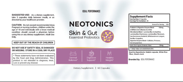 Neotonics Skin & Gut - Official - Neotonics Advanced Formula Skincare Supplement Reviews Neo Tonics Capsules Skin and Gut Health, 1 Pack