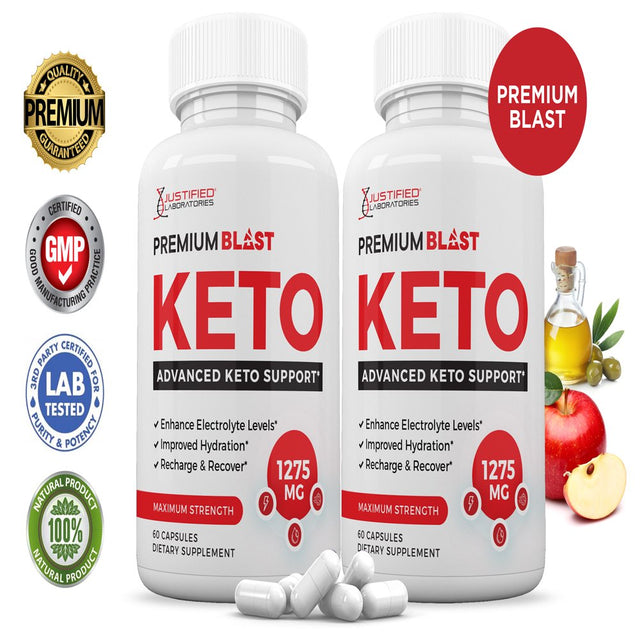 (2 Pack) Premium Blast Keto ACV Pills 1275Mg Dietary Supplement 120 Capsules