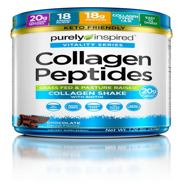 Purely Inspired Collagen Peptides Powder with Biotin, Chocolate, 1.26 Lbs, 23 Servings