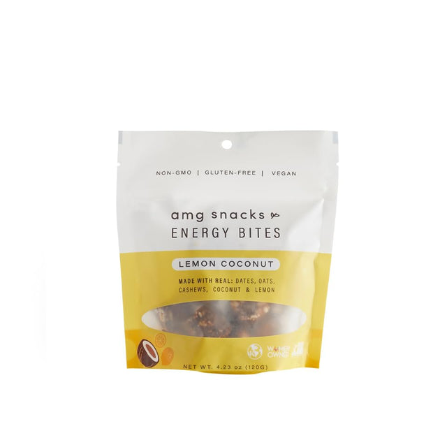 AMG Snacks Lemon Coconut Energy Bites,4.3 Ounces,Pack of 3 (18 Bites Total),On-The-Go Date and Nut Energy Bites,Non Gmo,Gluten Free,Vegan,Made with All Natural Ingredients