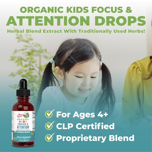 Maryruth'S | USDA Organic Nootropic Supplement for Kids | Focus & Attention Liquid Drops | Ginkgo Biloba & Astragalus | Vegan, Non-Gmo | 30Ml