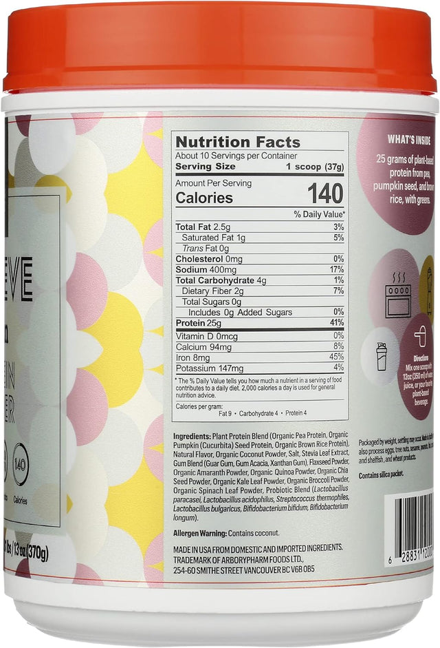 Natreve Vegan French Vanilla Wafer Sundae Protein Powder, 13 OZ