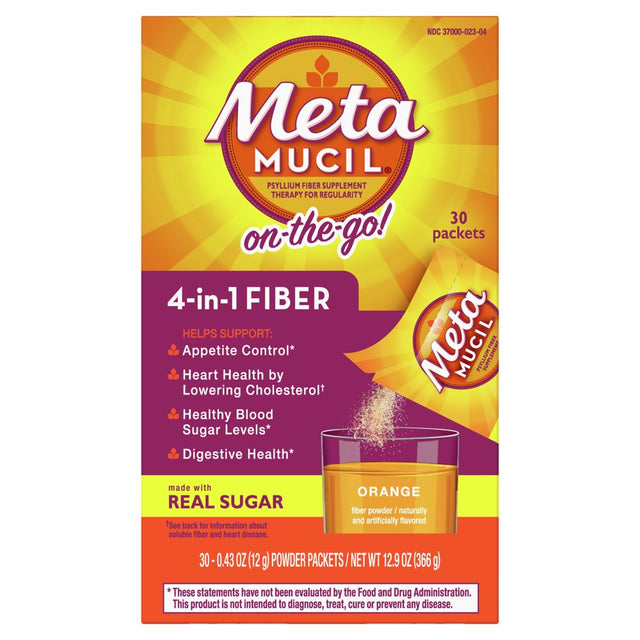 Metamucil On-The-Go, 4-In-1 Fiber for Digestive Health, 30 Packets