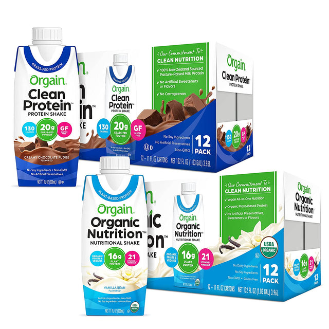 Orgain Organic Nutritional Protein Shakes (12-Pack) + Orgain Clean Protein Shakes (12-Pack)