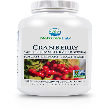 Nature'S Lab Cranberry 5400Mg – 180 Count (6 Month Supply) - Supports Urinary Tract Health* – Non-Gmo Verified, Vegan, Gluten Free