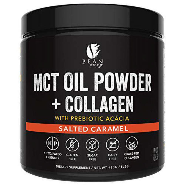 Bean Envy MCT Oil Powder with Collagen and Prebiotic Acacia - Pure Mct'S - Perfect for Keto - Energy Boost - Nutrient Absorption - Appetite Control - Healthy Gut Support