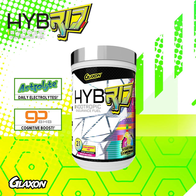 Glaxon Hybrid V2 Nootropic Endurance Fuel | Ketone Salts Supplement with Electrolytes and Inulin Powder for Stamina, Hydration, Brain Power and Workout Performance | Electric Lemonade Flavor