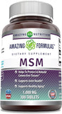 Amazing Formulas MSM (Methylsulfonylmethane) Dietary Supplement 1000Mg, 100 Tablets (Non-Gmo, Gluten Free) per Bottle - Promotes Joint Health, Detoxification, Supports Healthy Hair, Skin and Nails