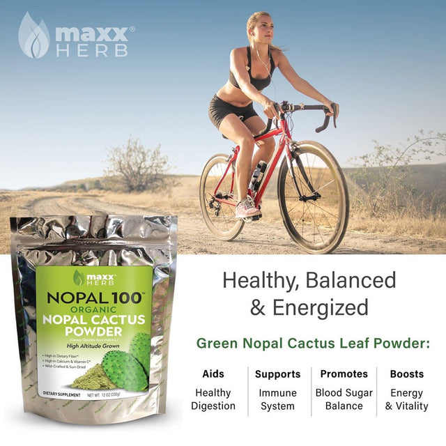 Maxx Herb Nopal Cactus Leaf Organic Fiber Powder for Gut Health & Immune Support, 12 Oz