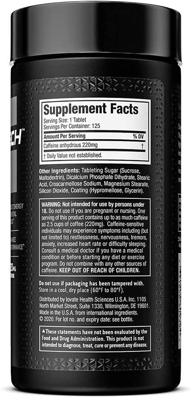 Caffeine Pills, Muscletech 100% Caffeine Energy Supplements, Preworkout Mental Focus + Energy Supplement, 220Mg of Pure Caffeine, Sports Nutrition Endurance & Energy, 125 Count (Package May Vary)