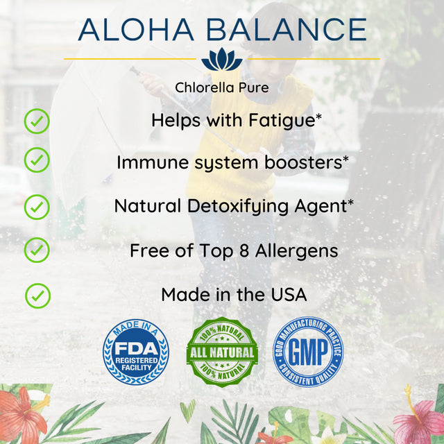 Pure Chlorella Powder - Detoxifying Aid - Vegan Superfood Natural Supplement by Aloha Balance