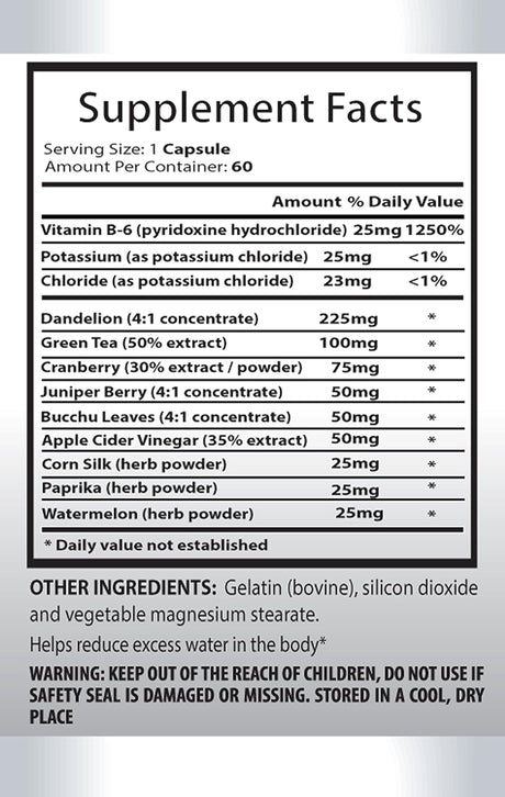 Best Antioxidant - Water Away Pills 700MG - Natural Diuretic - Immune System - 2 Bottles (120 Capsules)