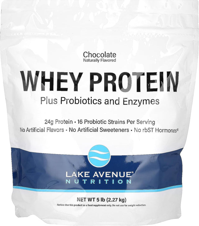 Lake Avenue Whey Protein + Probiotics, Chocolate, 5 Lb Pouch (2.27 Kg), Nutrition