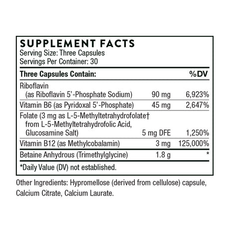 Thorne Methyl-Guard plus - Active Folate (5-MTHF) with Vitamins B2, B6, and B12 - Supports Methylation and Healthy Level of Homocysteine - Gluten-Free, Dairy-Free, Soy-Free - 90 Capsules