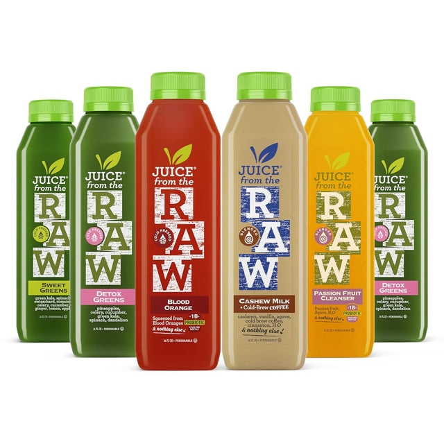 3-Day Cleanse with Cashew Coffee Milk and Probiotics by Juice from the RAW® - 100% Raw Cold-Pressed Juices (18 Total 12 Oz. Bottles)