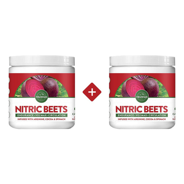 TRUWILD Nitric Oxide Beet Root Supplements - Pre Workout, Muscle & Heart Health, Circulation Superfood - L Arginine, L Citrulline - 2 Pack