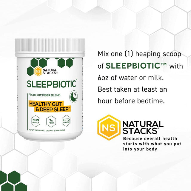 Natural Stacks Sleepbiotic Prebiotic Fiber Blend - Prebiotic Fiber Powder W/ German Chamomile & Green Banana Flour - Prebiotic Powder Fiber Supplement for Healthy Gut & Deep Sleep, 292G [20 Servings]