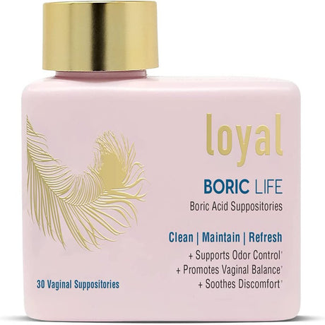 Loyal Boric Life - Boric Acid Female Suppositories - 600Mg - Supports Odor Control - Promotes Balance - Soothes Discomfort - Made in USA - 30 Count