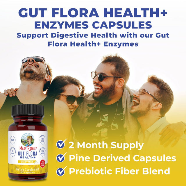 Maryruth Organics | Gut Flora Health+ Enzymes | Vegan, Non-Gmo | 60 Count