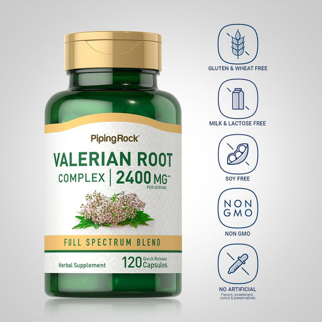 Valerian Root Capsules 1,200 Mg | 120 Count | Non-Gmo, Gluten Free | by Piping Rock